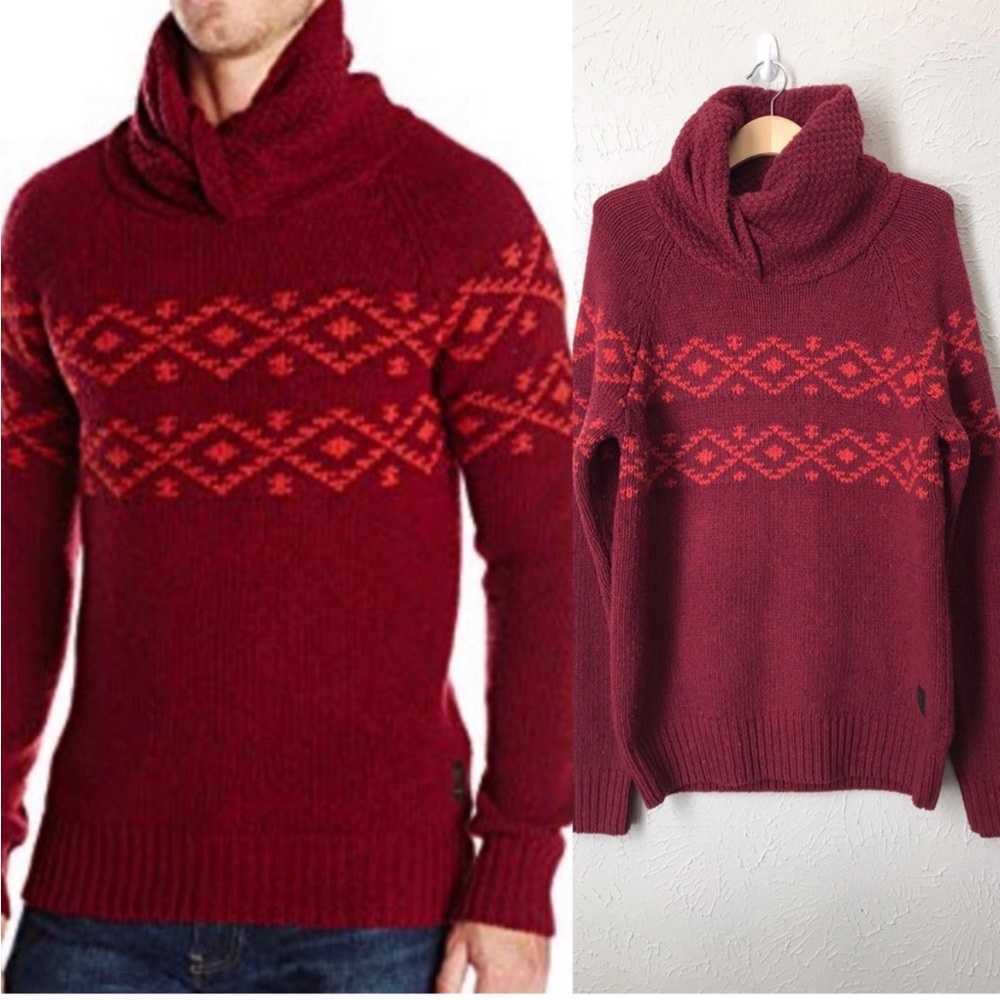 Scotch & Soda wool knit sweater shawl collar Sz LG